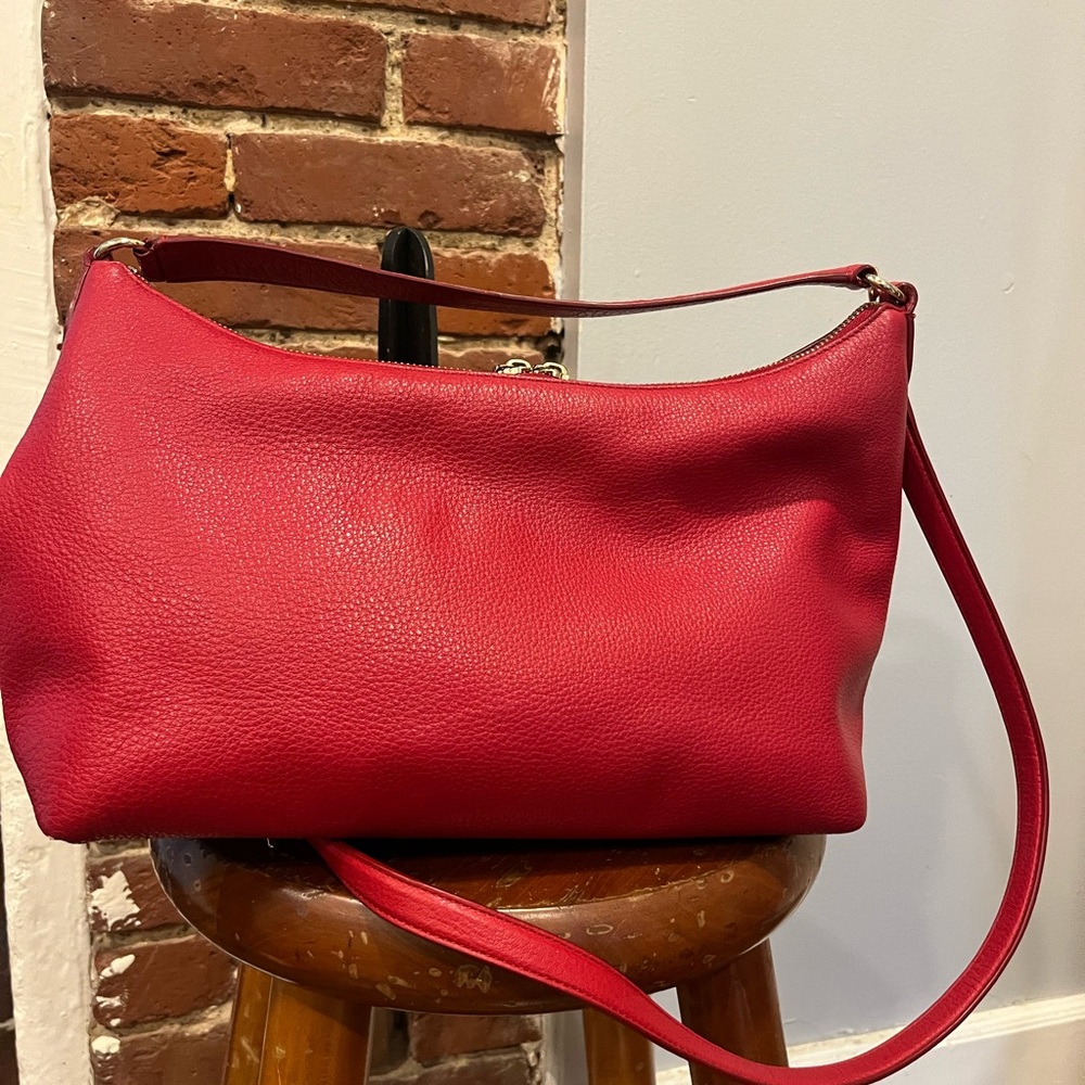 Coach Vibrant Red Crossbody Bag with Gold Accents - Picture 9 of 14